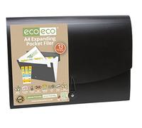 eco-eco eco022 A4 50% Reciclada 13 Bolsillo de Color Negro Archivador de Fuelle