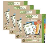 eco-eco Eco027x4 - Juego de 6 separadores de archivos, tamaño A4, 50% reciclado, multiperforado, 200 g/m², 4 unidades