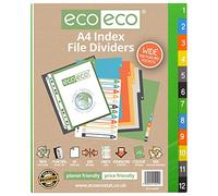 eco-eco eco029 A4 50% Reciclada Set 12 Divisores del Índice de Archivo Anchas