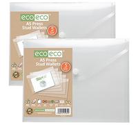 eco-eco eco032x2 - Carteras de plástico (10 unidades, tamaño A5, 50% reciclado), transparente