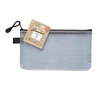 eco-eco eco037 - Small 95% Reciclada Super Claro Transparente Bolsa Fuerte con Cierre de Cremallera Negro, DL