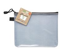 eco-eco eco038 A5 95% Reciclada Super Claro Transparente Bolsa Fuerte con Cierre de Cremallera, Negro/Transparente