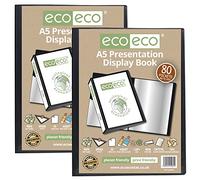 eco-eco Eco064x2 - Cuaderno de presentación de 80 bolsillos, tamaño A5, 50% reciclado, color negro, estuche de almacenamiento, carpeta de arte con fundas de plástico, eco064 x 2 (paquete de 2 libros)