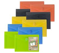 eco-eco eco077 x 2 - Carteras de plástico A7 (50% recicladas, 10 unidades), color verde, negro, azul, amarillo, naranja