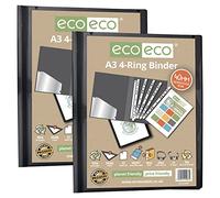 eco-eco Eco087x2 - Carpeta de archivos, tamaño A3, 95% reciclado, 4-D, color negro, cartera de ilustraciones, paquete de 2 carpetas, tamaño A3