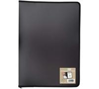 eco-eco Eco091 - Cuaderno de presentación con cremallera de 30 bolsillos, 50% reciclado, color negro