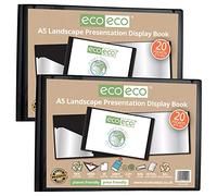 eco-eco Eco094x2 - Cuaderno de presentación (A5, 50% reciclado, 20 bolsillos, color negro