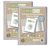 eco-eco Eco098x2 - Cuaderno de presentación (tamaño A4, 50% reciclado, 40 bolsillos, transparente