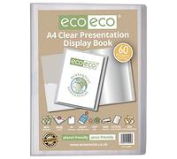 eco-eco Eco099 - Carpeta de presentación transparente con 60 bolsillos, tamaño A4, 50% reciclado, con fundas de plástico