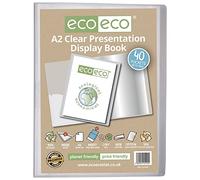 eco-eco Eco104 - Carpeta de presentación transparente con 40 bolsillos, tamaño A2, 50% reciclado, con fundas de plástico