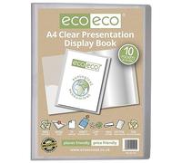 eco-eco Eco125 - Carpeta de presentación transparente con 10 bolsillos, tamaño A4, 50% reciclado, con fundas de plástico
