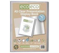 eco-eco Eco128 - Carpeta de presentación transparente con 40 bolsillos, tamaño A5, 50% reciclado, con fundas de plástico