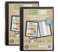 eco-eco Eco134x2 - Libro de exhibición A4 50% reciclado, 40 bolsillos, plegado en espiral, paquete de 2