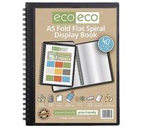 eco-eco Eco137 - Libro de exhibición con espiral, tamaño A5, 50% reciclado, 40 bolsillos, plegable
