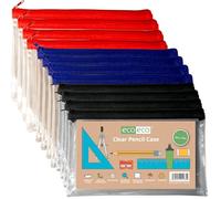 eco-eco Eco183x12 - Estuche Transparente 90% Reciclado con Cremalleras de Colores, 1 Unidad