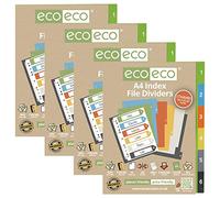 eco-eco Juego de 6 divisores de archivo de índice A4, 50% reciclados, reciclados, 200 mics (paquete de 4), eco026x4, estándar