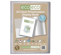eco-eco Libro de presentación transparente con 40 bolsillos, tamaño A4, 50% reciclado, con fundas de plástico, eco098