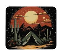 Eco-Friendly Alfombrilla de Ratón Desert Camping con Cactus Print Personalidad Design Base de Goma Alfombrilla Ratón Gaming Mouse Pad 25x30cm para Oficina,Trabajo,Ratón