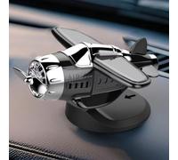 Eco Friendly Rotary Aircraft Ornamento para vehículos Luz activado Solar Propeller Fighter Design (negro)