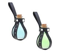 Eco-Fused 2x Botellas Pequeñas de Poción para Cosplay - Accesorio de Esfera Transparente para Cosplay de Hechicero y Bruja - Incluye Tapón de Corcho, Funda de Piel Sintética Negra