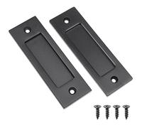 Eco-Fused 2x Tiradores de Dedo para Puertas Corredizas de Granero (Negro) con Tornillos Autorroscantes: Mango de Acero Sólido de 6 pulgadas con Base Plana - Fácil de Instalar