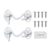 Eco-Fused Cierre de Gancho y Ojo de 3 pulgadas de servicio pesado - 2x Cerrojo para Puerta de Granero (Blanco), 8x Tornillos de Montaje - Ganchos de Acero Inoxidable con Recubrimiento en Polvo