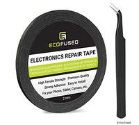 Eco-Fused Cinta Adhesiva para la reparación de teléfonos celulares - 2mm Cinta - Tambien Incluye 1 par de Pinzas Paño de Limpieza de Microfibra (Negro)