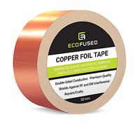 Eco-Fused Cinta de lámina de cobre autoadhesiva conductora de doble cara, 50 mm, blindaje EMI y RF, circuitos de papel, reparaciones eléctricas, toma de tierra, interior del hogar