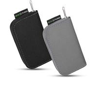 Eco-Fused Funda de transporte para tarjetas de memoria, adecuada para tarjetas SDHC y SD, 8 páginas y 22 ranuras, paño de limpieza de microfibra incluido, paquete de 2, 44 ranuras, gris y negro