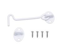 Eco-Fused Pestillo de Corchete Resistente de 6 Pulgadas - 1x Cierre de Puerta de Granero (Blanco), 4x Tornillos de Montaje - Pestillo de Corchete de Acero Inoxidable Recubierto de Polvo para Puertas