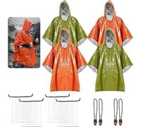 Eco-Fused Ponchos de Lluvia para Emergencia con Capucha y Silbato de Supervivencia - Suministro Esencial de Supervivencia Térmico Resistente a la Intemperie - Apropiado para Todas las Edades