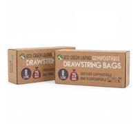 Eco Green Living - Bolsas compostables, biodegradables y de origen vegetal para cubos de compost de 8 L - Con cierre de cordón, resistentes y a prueba de fugas - Paquete doble de 50 bolsas