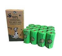 Eco Green Living Bolsas compostables para excrementos de perro, sin plástico, biodegradables, 100% vegetales, a prueba de fugas y resistentes a los olores, 180 bolsas, verdes