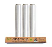 Eco Green Living Film transparente biodegradable Bio Cling Wrap 100% compostable, sin BPA ni plástico, apto para alimentos, dispensador de cartón reciclable. Paquete de 3 rollos de 30 cm x 30 m