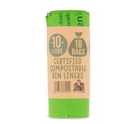 Eco Green Living Forros de Caddy 100% Compostables, Bolsas de Desechos Biodegradables. Forros de 10L Sin Plástico ni BPA, Veganos, Reciclables, Impermeables, 1 Rollo x 18 Bolsas