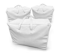 Eco Home Store Juego de 3 bolsas de lavandería blancas con cremalleras, organizador plegable debajo de la cama, almacenamiento de ropa