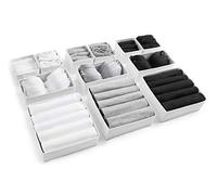 Eco Home Store Organizador de Cajones para Ropa, Ropa Interior, Sujetadores y Accesorios - Cajas Divisoras Plegables de Algodón para Dormitorio, Armario y Escritorio - Paquete de 12 - Blanco