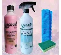 ECO-JIN DETERGENTE EXTRA CONCENTRADO - PRODUCTO REVOLUCIONARIO DEL QUE TODO EL MUNDO HABLA - BOTELLA 1L QUE EQUIVALE A 15L + DIFUSOR + BAYETA + ESTROPAJO ESPONJA (HOME/Floral y Talco)