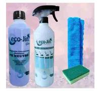 ECO-JIN DETERGENTE EXTRA CONCENTRADO - PRODUCTO REVOLUCIONARIO DEL QUE TODO EL MUNDO HABLA - BOTELLA 1L QUE EQUIVALE A 15L + DIFUSOR + BAYETA + ESTROPAJO ESPONJA (GLOW/Violetas y Jazmín)