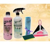 ECO-JIN DETERGENTE EXTRA CONCENTRADO PRODUCTO REVOLUCIONARIO DEL QUE TODO EL MUNDO + RASQUETA LIMPIA CRISTALES + BAYETA MICROFIBRA + ESTROPAJO CON ESPONJA (HOME FLORAL/TALCO)