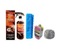 ECO-JIN ÓLEO LIMPIADOR MADERAS MUEBLES REPARADOR RESTAURADOR ABRILLANTADOR + 5 Esponjas Antiarañazos VITRO TWIST LABONCLER + ESTROPAJO BIG INOX Acero Inoxidable LABONCLER (Maderas Oscuras)