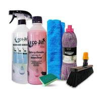 Eco-Jin Pack HOME | Difusor | Fregona Optimus | Escoba Para Interior | Bayeta Microfibra | Estropajo Con Esponja | Limpiador Multiusos