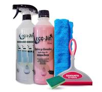 Eco-Jin Pack HOME | Difusor | Rasqueta Limpia Cristales | Bayeta Microfibra | Estropajo Con Esponja | Limpiador Multiusos