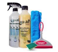 Eco-Jin Pack INTENSE | Difusor | Rasqueta Limpia Cristales | Bayeta Microfibra | Estropajo Con Esponja | Limpiador Multiusos