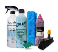 Eco-Jin Pack SPA | Difusor | Fregona Optimus | Escoba Para Interior | Bayeta Microfibra | Estropajo Con Esponja | Limpiador Multiusos