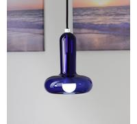 Eco-Light Lámpara colgante Perseo, azul, Ø 15 cm, cristal, atenuable