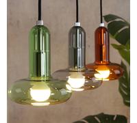 Eco-Light Lámpara colgante Perseo, colorida, longitud 65 cm, 3 luces, cristal