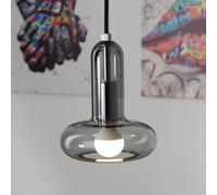 Eco-Light Lámpara colgante Perseo, gris humo, Ø 15 cm, cristal, atenuable