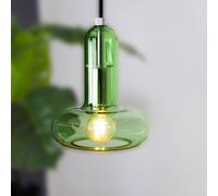 Eco-Light Lámpara colgante Perseo, verde, Ø 15 cm, cristal, atenuable