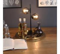 Eco-Light Lámpara de mesa Neptun negro 2 esferas vidrio humo